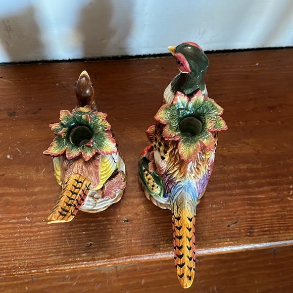 Fitz and Floyd pheasant autumn bounty candle holders set of 2 - Picture 3 of 5